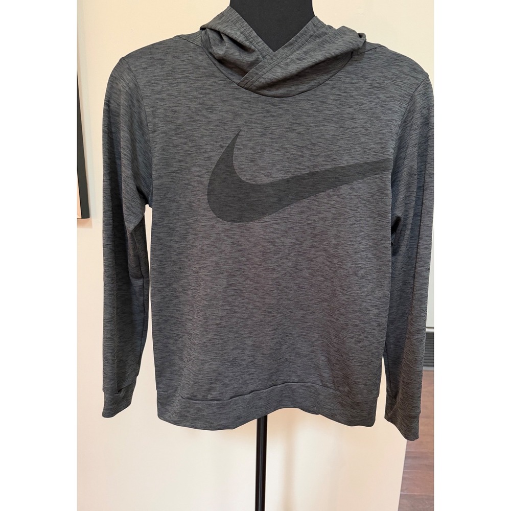 Nike Dri-FIT Youth L Gray Heathered‎ Swoosh Pullover Hoodie Performance Shirt